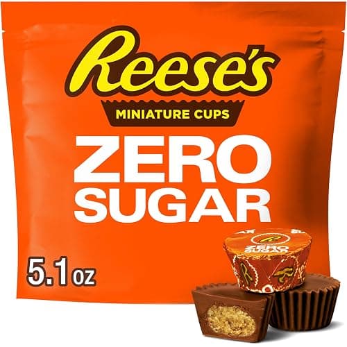 REESE'S Zero Sugar Miniatures Chocolate Peanut Butter Cups, Candy Bag, 5.1 oz - Image 1