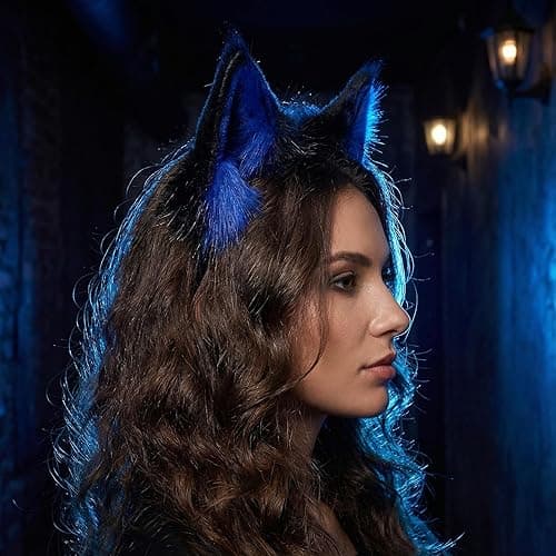 CROOOLTRRY Fluffy Fox Anime Ears Cat Hairband Wolf Headband For Adult Cosplay Costume Halloween thumbnail 3