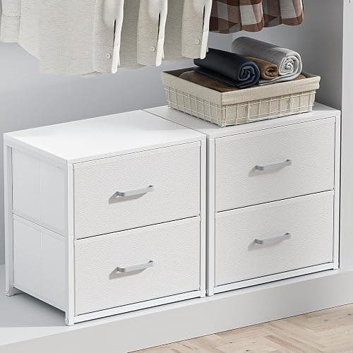 Smoproper 2 Pack Stackable Storage Drawers, Closet Drawers, White | Closet Organizers and Storage Dresser for Closet with Fabric Drawers Ideal for Bedroom & Dorm Storage Clothes Storage - Image 1