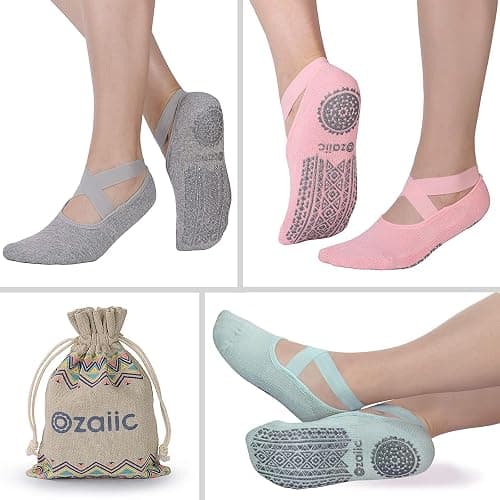 Ozaiic Pilates Socks for Women Non Slip Grip, Yoga Socks with Grippers for Barre, Hospital, Ballet, Dance, Barefoot Workout thumbnail 3