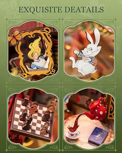 Rolife DIY Book Nook Kits Fall into Wonder, Fairy Tale Bookend Wooden 3D Puzzles for Bookshelf Decor, DIY Miniature House Building Kit for Adults, DIY Crafts/Surprised Gifts for Teens & Book Lovers thumbnail 6