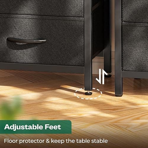 Huuger Nightstand with Charging Station, Side Table with 2 Fabric Drawers, End Table with Open Shelf, Bedside Table with USB-C Port and Outlets, Night Stand for Bedroom, Black thumbnail 8