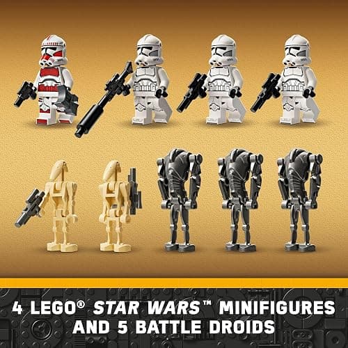 LEGO Star Wars Clone Trooper & Battle Droid Battle Pack Set for Kids, Buildable Toy Speeder Bike Vehicle, Tri-Droid and Defensive Post, Collectible, Gift for Boys and Girls Aged 7 and Up, 75372 thumbnail 3