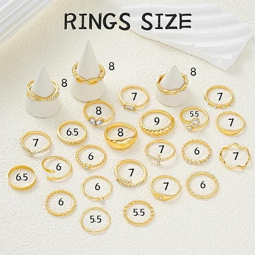 FAXHION Gold Stackable Rings Set for Women, 25 PCS Simple Twist Finger Ring | Statement Knuckle Ring, Dainty Stacking Thumb Rings Pack, Versatile Daily Wear Jewelry Gift for Women thumbnail 6