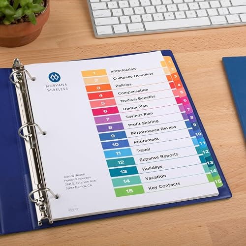 Avery Dividers for 3 Ring Binders, 15 Tabs per Set, Customizable Table of Contents, Multicolor Tabs, Great for Organizing Reports, Projects, and More (3 Sets of 11074) thumbnail 2