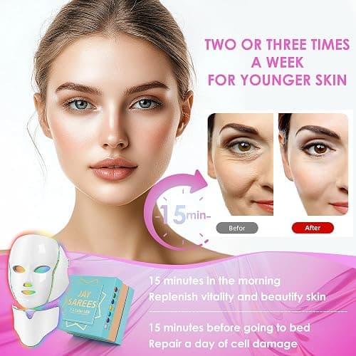 Red-Light-Therapy-for-Face, 7-1 Colors Led Face Mask Light Therapy, Facial Skin Care Mask, Birthday, Christmas, Mothers Day, Valentines Day Gifts for Her Women Mom Best Friend Wife Teacher (White) thumbnail 6