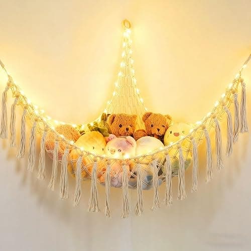 Stuffed Animal Storage Hammock Wall Hanging Corner Plush Toy Net Holder - Image 1