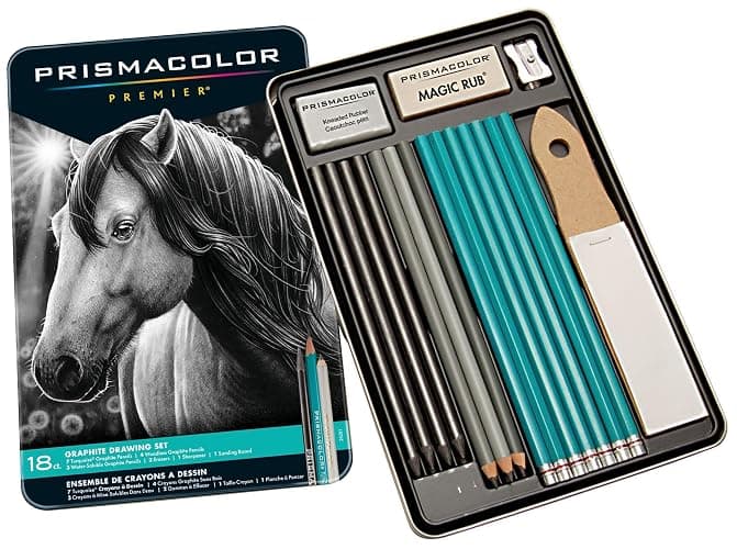 Prismacolor Premier Graphite Drawing Pencils With Erasers & Sharpeners, Adult Coloring, 18-Piece Set thumbnail 3