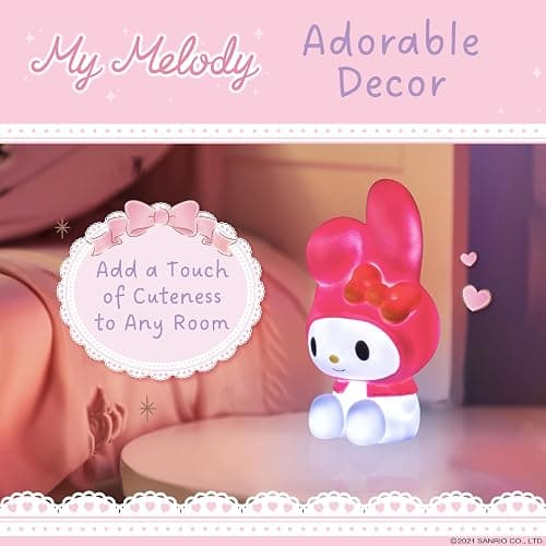 Blue Sky Studios Hello Kitty Character Light, Touch-Controlled Lamp for Girls Bedroom, Cute Kawaii Desk Decor, Collectible Merch Gift - My Melody thumbnail 4