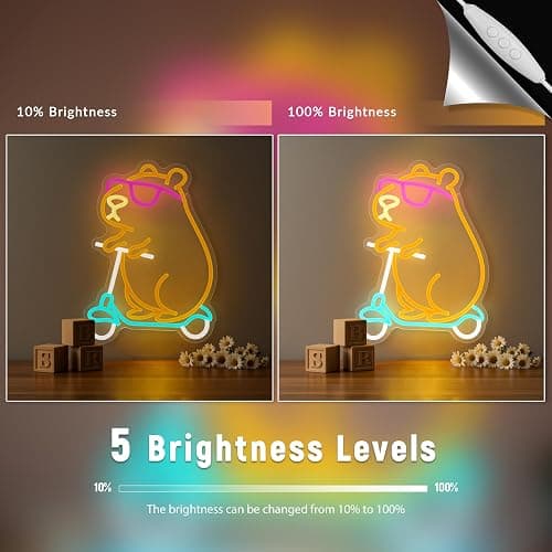 Capybara Neon Sign Animal Shape Led Capybara Neon Light for Wall Decor Dimmable Led Light Neon Sign for Children's Room Party Decor Birthday Gift for Kids thumbnail 4
