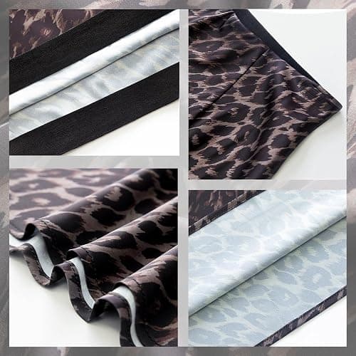 Soowalaoo Womens Leopard Print Skirt Midi Long Length Silk Satin High Waist Elastic Skirts thumbnail 3