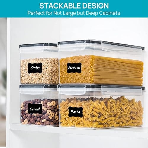 Vtopmart Airtight Food Storage Containers with Lids 4PCS Set 3.2L, Plastic Spaghetti Canisters for Pasta organizer, BPA Free Air Tight Kitchen Pantry Organization thumbnail 6