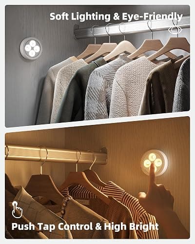 EZVALO LED Puck Lights, Rechargeable Touch Light, 2.95'' Mini Tap Lights, Wireless Closet Light, Under Cabinet Lighting, 3 Color Temps, Stick On Lights Kitchen,Closet,Pantry(2 Pack) thumbnail 8