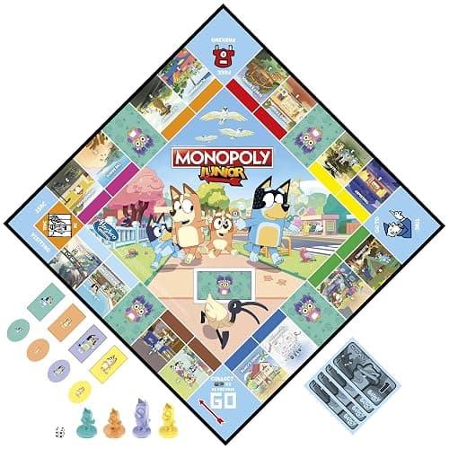 Hasbro Gaming Monopoly Junior Bluey Edition Board Game | Kids Play as Bluey, Bingo, Mum & Dad for Girls & Boys | Ages 5+ (Amazon Exclusive) thumbnail 4