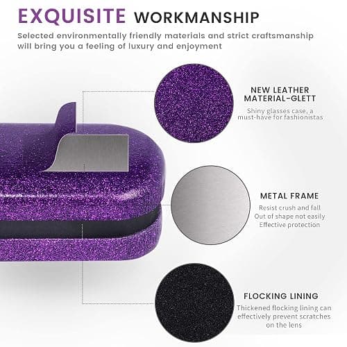 molshine Bling Hard Shell Glasses Case,Portable Sparkling Shiny Eyeglass Case for Men Women Girl Travel Study Work thumbnail 4