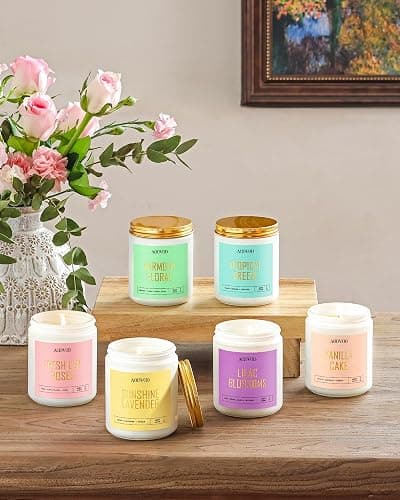 AOOVOO Scented Candles Set - 6 Pack Candles for Women, Lavender/Lilac/Vanilla/Floral/Rose/Breeze, Soy Candle Gifts for Home Scented, 42 oz, 300 Hours Burn Time thumbnail 4