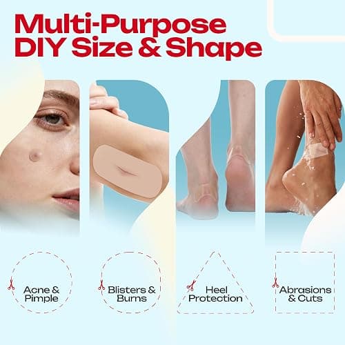 LIFARA Hydrocolloid Roll for Wound Care - Cut-to-Size, Hydrocolloid Patch Bandages with Self-Adhesive, Ultra Absorbent & Waterproof, First Aid Kit Essential (11.8mil/ 0.3mm Thickness, 2in*16ft) thumbnail 5