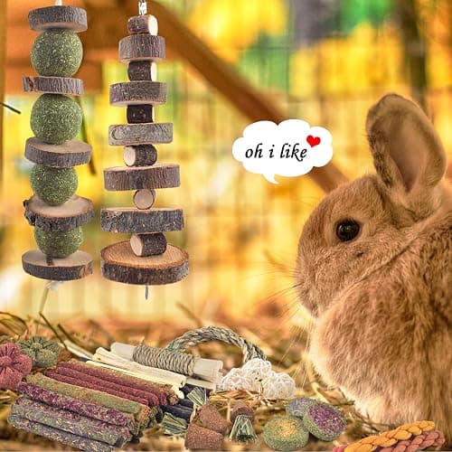 ERKOON Bunny Toys Boredom, 100 PCS Bunnies Timothy Hay Sticks Carrots Rose Grass Cake Dental Care, Molar, Chinchillas Toy Chew Toy, Guinea Pigs, Hamsters, Chinchilla, Rabbit Chew Toys for Teeth thumbnail 5
