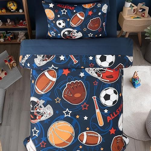 Wink Deer Twin Comforter Set for Boys-5 Pieces Sports Ball Games Glow in The Dark Twin Bedding Sets for Kids, Ultra Soft Bed in A Bag with Sheets thumbnail 5