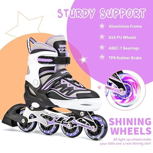 2PM SPORTS Cytia Pink Girls Adjustable Illuminating Inline Skates with Light up Wheels, Fun Flashing Beginner Roller Skates for Kids thumbnail 4
