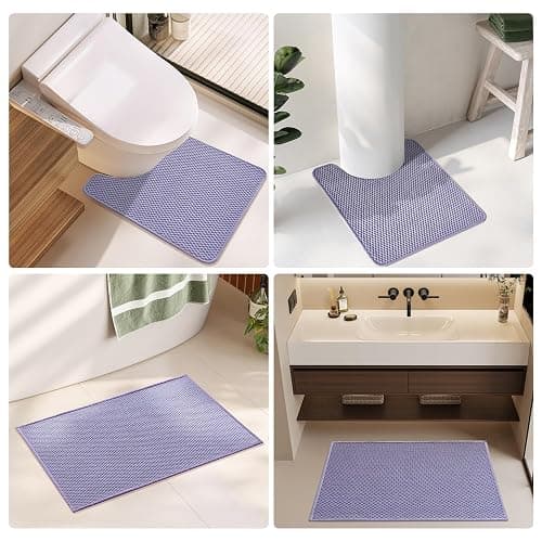 TYUU Toilet Rug, Thin Toilet Rugs U Shaped Washable Non Slip Absorbent Quick Dry Low Pile Toilet Mat, Lavender 20"x24" U Shape thumbnail 8