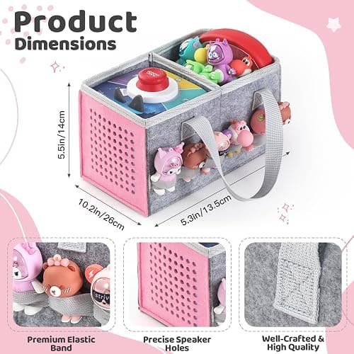 Carrying Case for Toniebox Starter Set and Tonies Figurines, Travel Felt Cloth Musical Toy Folding Bag for Toniebox 2 & Accessories (Pink) thumbnail 7