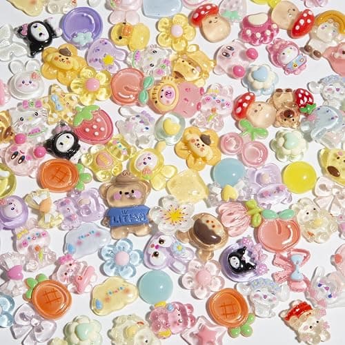 Luyoaozy 60pcs Slime Charms Cute Set for Crafts, Resin Charms Set Ornament Scrapbooking,3D Flatback Cute for Embellishments Scrapbook and Mini Decorations (Multi-Colors) thumbnail 5