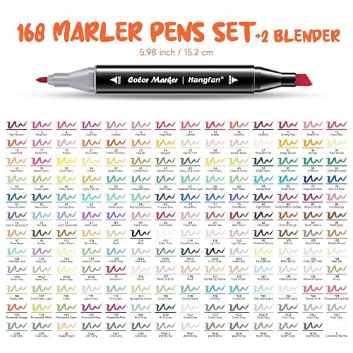 hangfan Alcohol Based Ink Art Markers, 168 Colors Broad&Fine Dual Tip Permanent Markers Pen Set for Professional Student Child Coloring Illustrations Sketch Drawing Painting Card Making (Black) thumbnail 2