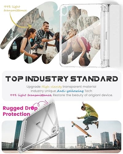 INFILAND Compatible with iPad (A16) 11th Generation 11 Inch 2025 Case, iPad 10th Generation Case 2022 10.9 Inch 2022, Crystal Clear with Slot for Pencil & Charging Adapter, Silver - Silver thumbnail 2