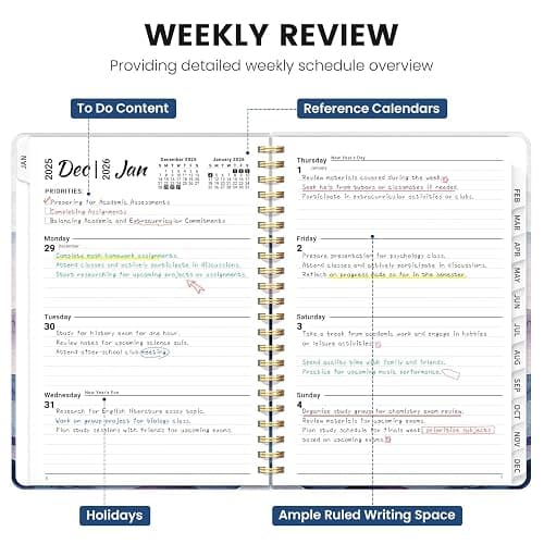 2026 Planner, Weekly and Monthly Planner for Women, January 2026 - December 2026, Hardcover 2026 Calendar Planner Book with Tabs, Inner Pocket, Spiral Bound, Perfect for Office Home School Supplies - A5 (6.3" x 8.5"), Hill thumbnail 5