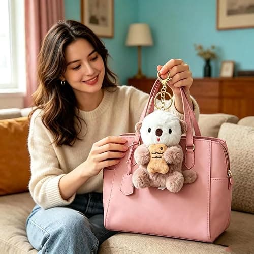 Plush Keychain Bag Charm, Stuffed Animal Keychain for Handbags Backpacks | Bag Charm Chain Purse Charms Keychain for Handbags Bags thumbnail 4