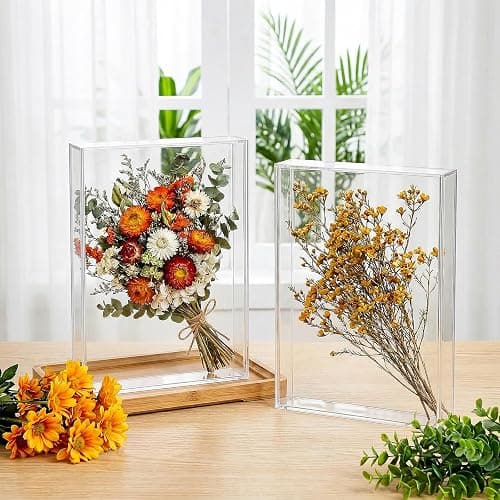2 Pcs Acrylic Shadow Box, Shadows Box DIY Frames Tabletop/Wall Mount Assembly Cases, Clear Acrylic Display Cases for Crafts Display Wedding Memory Dried Flower Book Shop Decor (8 x 10'') thumbnail 6