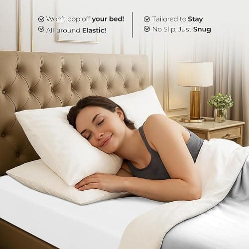 Twin Fitted Sheet, Ultra Soft Fits Up to 15 Inch Deep Pocket, White | Hotel Comfort, Cooling & Breathable Cotton like Polyester, Easy Fit, Wrinkle & Fade Resistant, Snug Fit, Easy Care, Oeko-Tex thumbnail 8