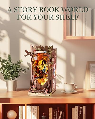Rolife DIY Book Nook Kits Fall into Wonder, Fairy Tale Bookend Wooden 3D Puzzles for Bookshelf Decor, DIY Miniature House Building Kit for Adults, DIY Crafts/Surprised Gifts for Teens & Book Lovers thumbnail 8