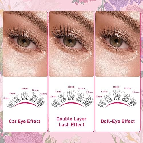 PROLASHBEAUTY Natural Lash Clusters Kit Wispy Lash Clusters Venus Ultra Thin Invisible Band Eyelash Clusters Kit Used 10 times with Clear Lash Bond and Seal Tweezer Remover (Venus Kit, 8-16mix) thumbnail 7