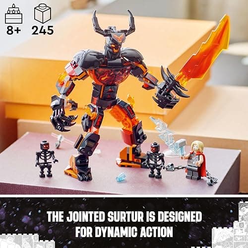 LEGO Marvel Thor vs. Surtur Construction Figure, Buildable Thor Super Hero Toy for Kids, Marvel Action Figure Playset with 3 Minifigures, Marvel Gift for Boys and Girls Ages 8 and Up, 76289 thumbnail 4