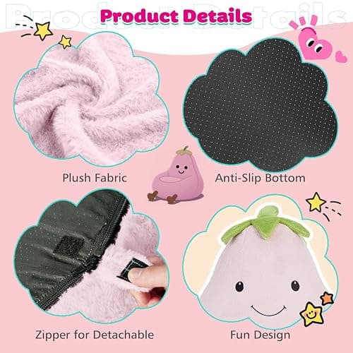 DUMOS Kids Bean Bag Chair, Stuffed Toddler Couch with Faux Rabbit Fur Cover for Teens & Kids, Comfy Lazy Sofa Chair for Reader, Living Room, Bedroom, Aged 4-12 Years, 31 Inch, Pink thumbnail 6