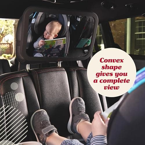 Lusso Gear Baby Car Mirror - Shatter-Resistant Glass & Stable Rear-Facing Headrest Mount - Wide-Angle Baby Mirror for Car Backseat View - Auto Essentials for Babies - 11.5 in, Black thumbnail 7