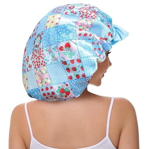 Vettres Double Layer Silk Bonnet with Tie Satin Lined Sleep Cap Hair Cover for Women's Curly Braids Natural Hair thumbnail 3
