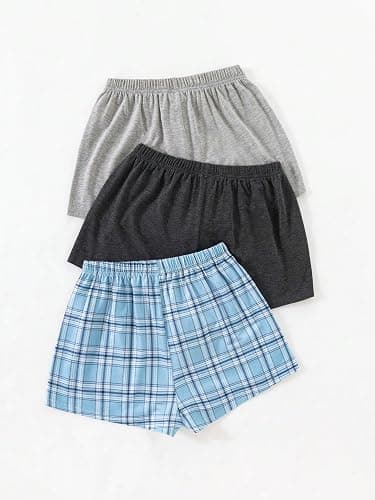 WDIRARA Women's 3 Pack Plaid Letter Graphic Pajama Shorts Elastic Waist Pj Lounge Shorts thumbnail 2