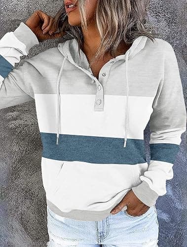 VIEACTIVEWEAR Hoodie for Women Tie Dye Sweatshirt Button Down Tops Casual Long Sleeve Oversize Pullover thumbnail 3