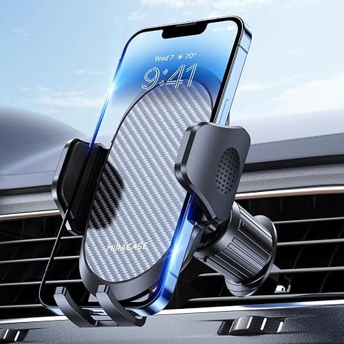 Miracase Phone Holders for Your Car with Metal Hook Clip, Air Vent Cell Phone Car Mount, Universal Automobile Cradle Fit for iPhone Android and All Smartphones, Dark Black - Dark Black - Image 1