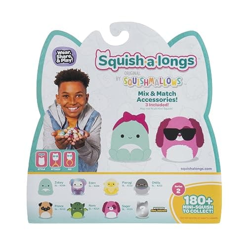 Squish-a-longs 8 Pack (Style 1- W2) - (8) 1” Mini-Squish with (2) Accessories, (1) Ring, and a Collector’s Guide - Collect, Trade, & Play thumbnail 4