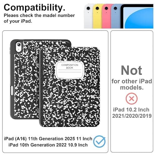 Supveco Case for iPad (A16) 11th Generation 11 inch (2025),iPad 10th Generation 10.9 inch (2022) with Pencil Holder-[Auto Wake/Sleep],Premium Folio Stand Case with Soft TPU Back Cover-Book thumbnail 2