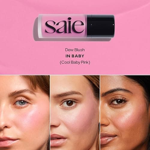 Saie SaieGlow Starter Makeup Kit - Glowy Super Gel in Roseglow, Dew Blush in Baby, and Glossybounce Lip Gloss in Play - Summer Essentials Makeup Set in a Mini Reusable Jelly Travel Bag (3 Count) thumbnail 5
