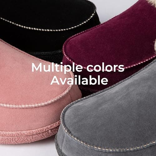 HomeTop Women's Comfy Moccasin Style Memory Foam Slip on Slippers Soft Microsuede Clog House Shoes with Luxury Fuzzy Fur Collar thumbnail 9