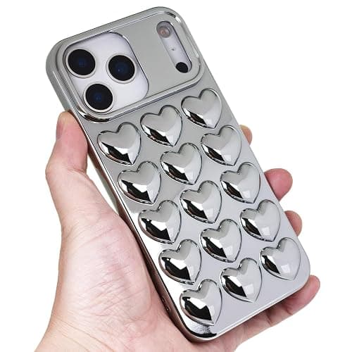 DMaos for iPhone 16 Plus Case for Women, 3D Pop Bubble Heart Gel Cover, Cute Girly for iPhone16 Plus 6.7 inch - Silver thumbnail 7