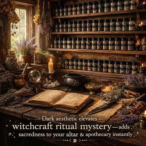 45PCS Herbs for Witchcraft - Wiccan Supplies and Tools - Witchcraft Supplies Dried Flowers Kit for Witch Beginner, Wicca Altar Supplies, Magic Spell, with Witchy Spoon, Witchy Gifts for Women thumbnail 3