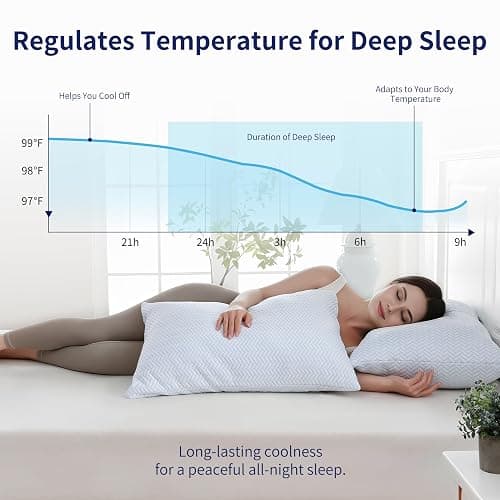 DOWNCOOL Cooling Pillow Queen Size Set of 2, Adjustable Shredded Memory Foam Pillows for Sleeping, Cool Bed Pillows for Hot Sleepers, Supportive Firm Pillow for Side Back Stomach Sleepers, 20"X30" thumbnail 3