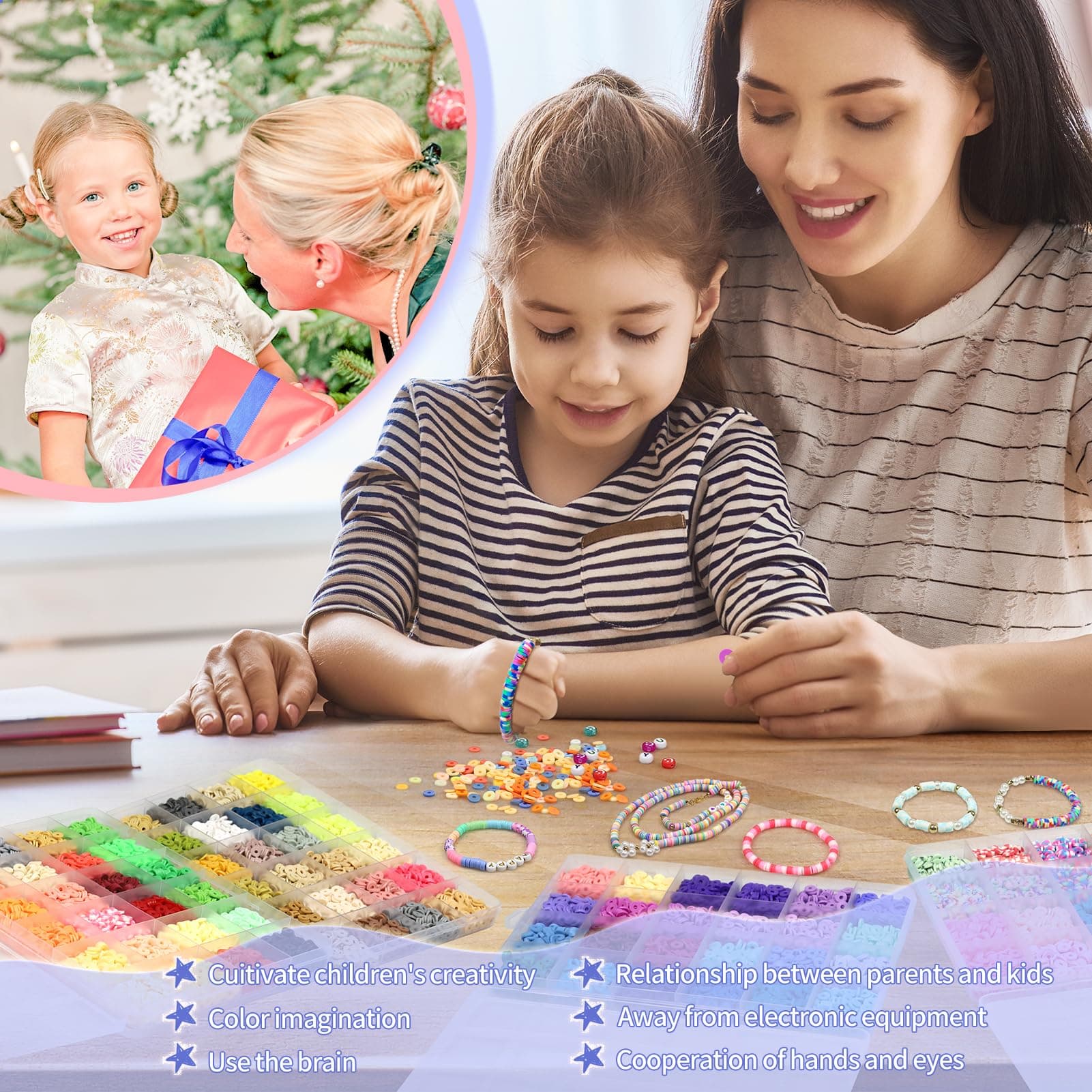 96 Colors 1 2 300 Pieces Clay Beads, Beads for Bracelet, Beads Set 6mm Beads to Win, Polymer Clay Beads, Beads Bracelet DIY Making Letter Beads Set for DIY Bracelet Jewelry thumbnail 5
